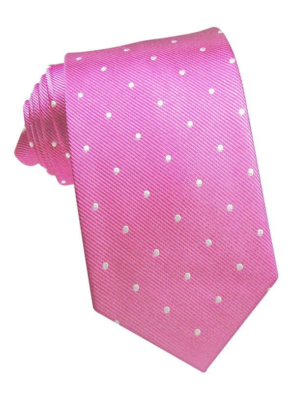 corbata seda rosa topos blancos