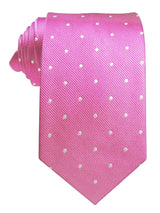 corbata seda rosa topos blancos