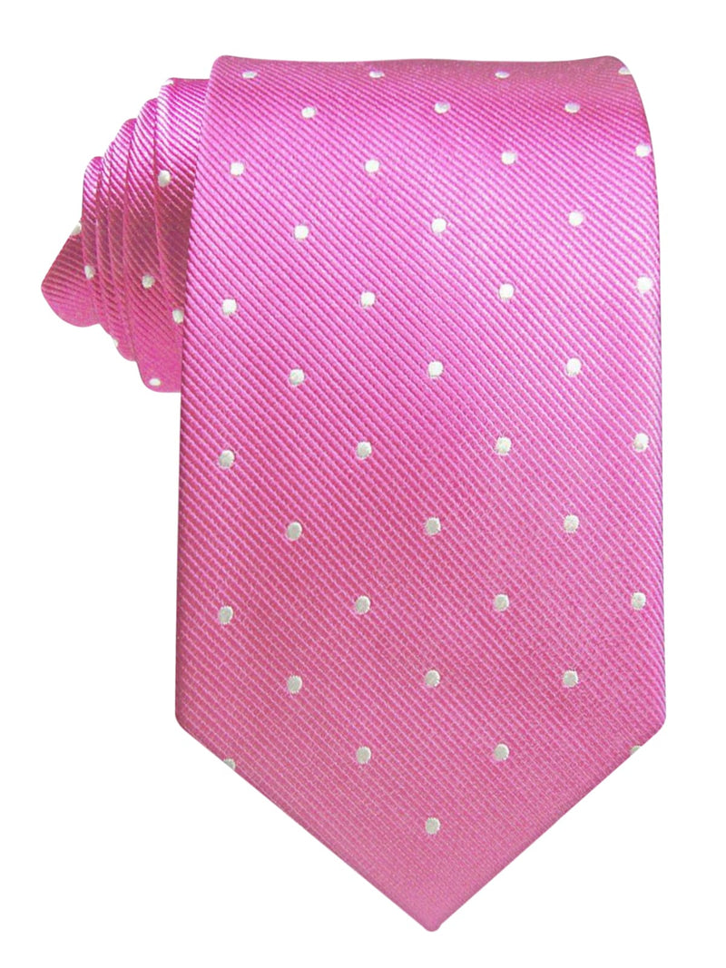 corbata seda rosa topos blancos
