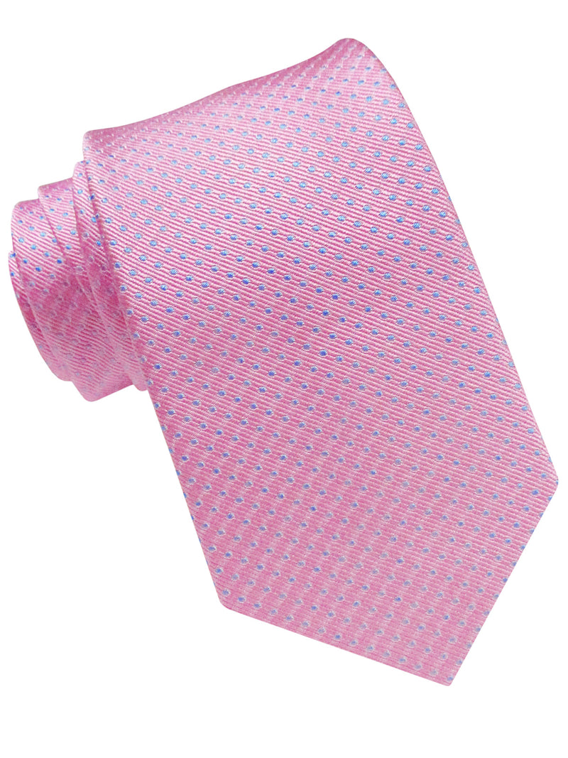 CORBATA SEDA ROSA CON PUNTITOS CELESTES