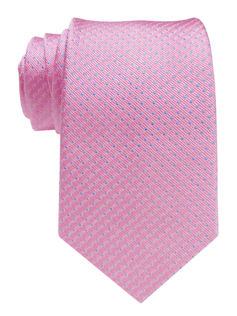 CORBATA SEDA ROSA CON PUNTITOS CELESTES