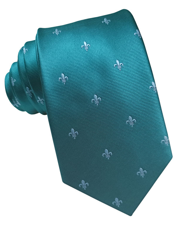 corbata seda turquesa flor de lis azul celeste