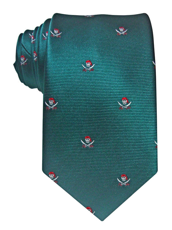 CORBATA SEDA VERDE CALAVERAS PIRATAS