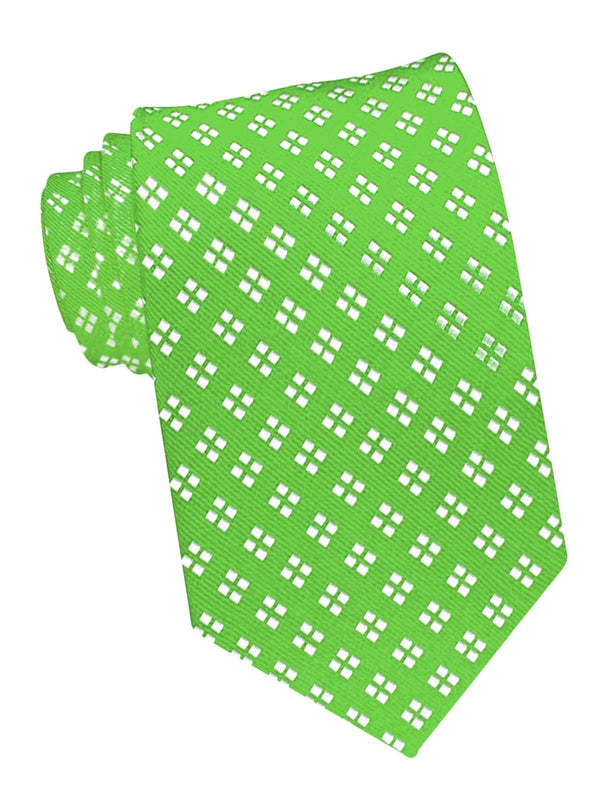 corbata seda verde cuadraditos blancos