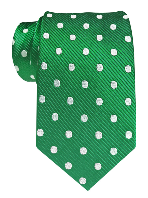 CORBATA SEDA VERDE CON LUNARES BLANCOS