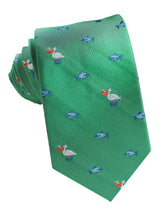 corbata seda verde pelicanos peces