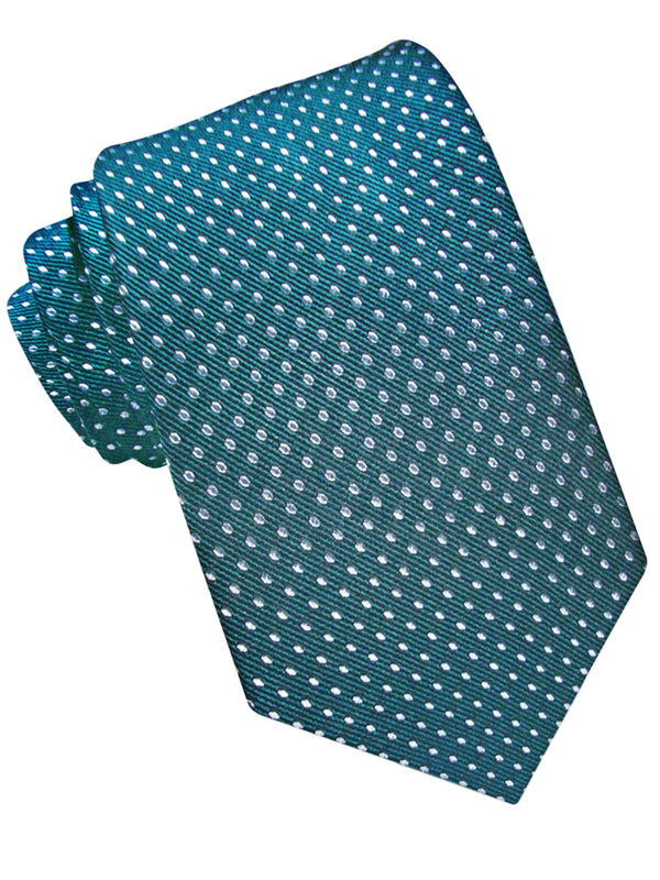 CORBATA SEDA VERDE CON PUNTITOS BLANCOS