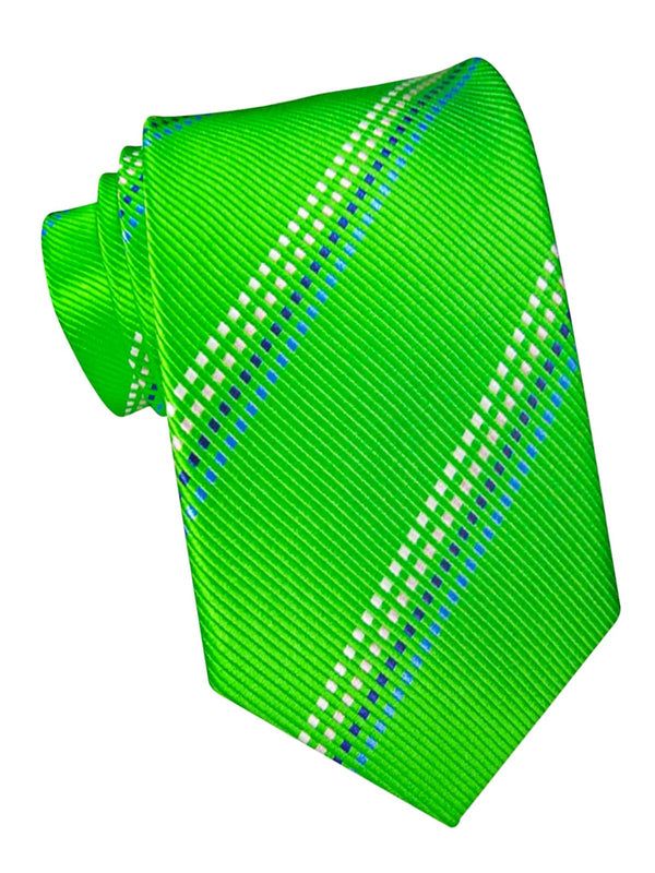 corbata seda verde rayas fantasia