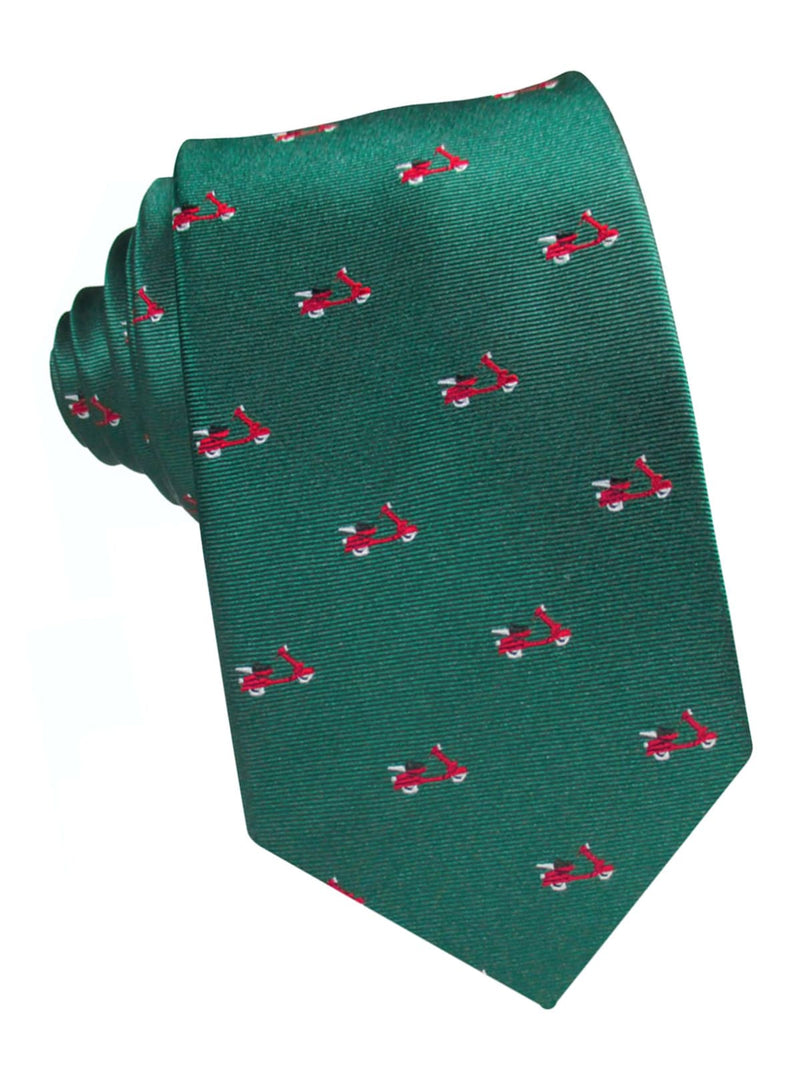 corbata seda verde vespas rojas
