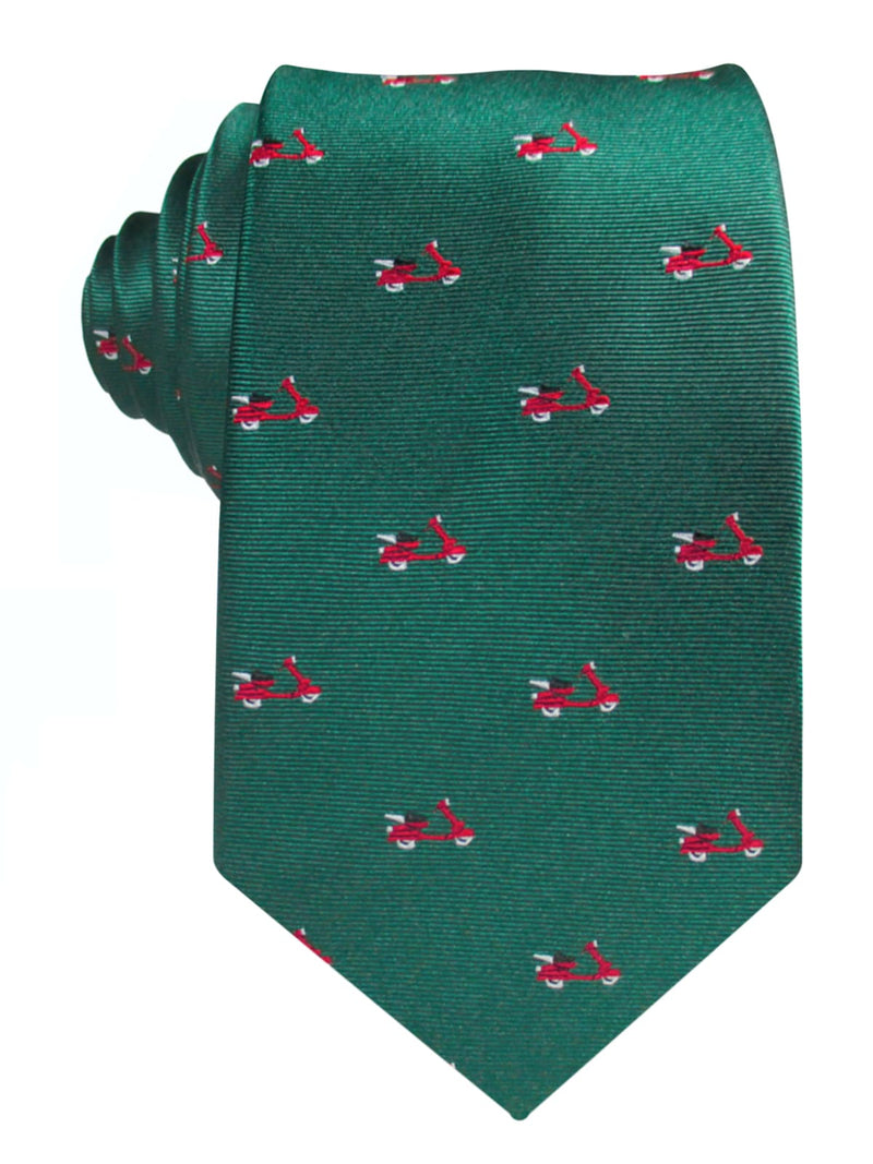corbata seda verde vespas rojas