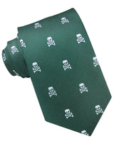 CORBATA SEDA VERDE CALAVERAS BLANCAS