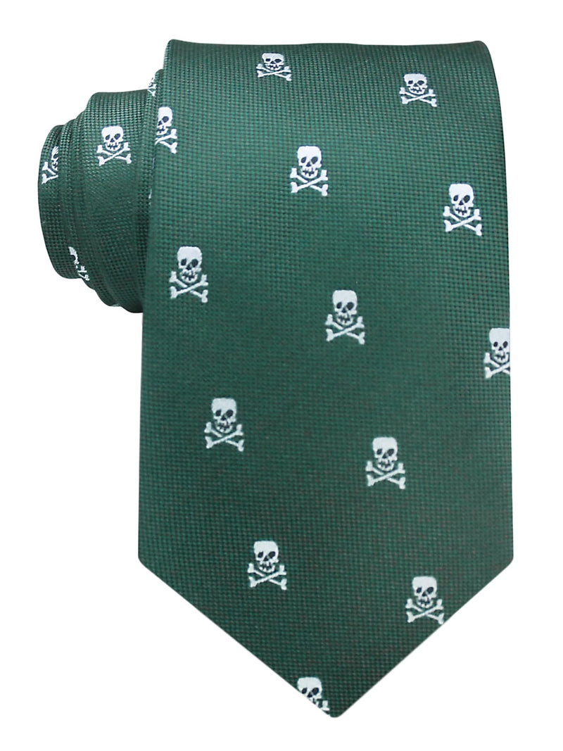 CORBATA SEDA VERDE CALAVERAS BLANCAS