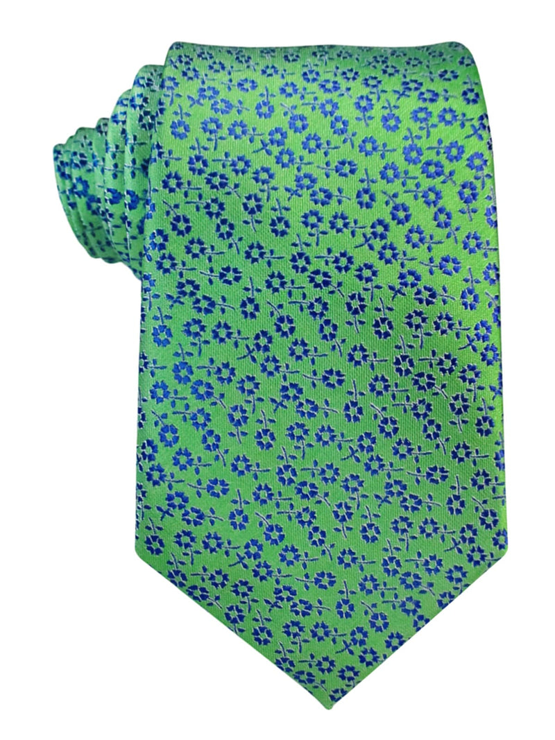 corbata seda verde flores azules