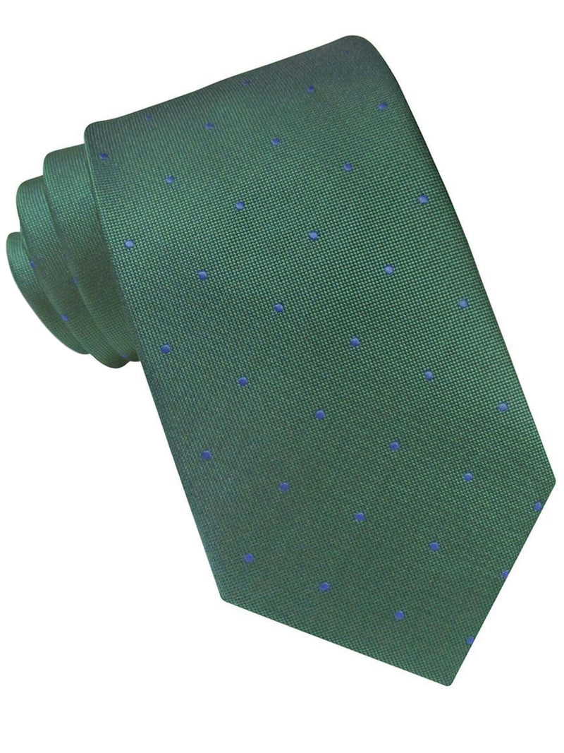 CORBATA SEDA VERDE PUNTITOS AZULES