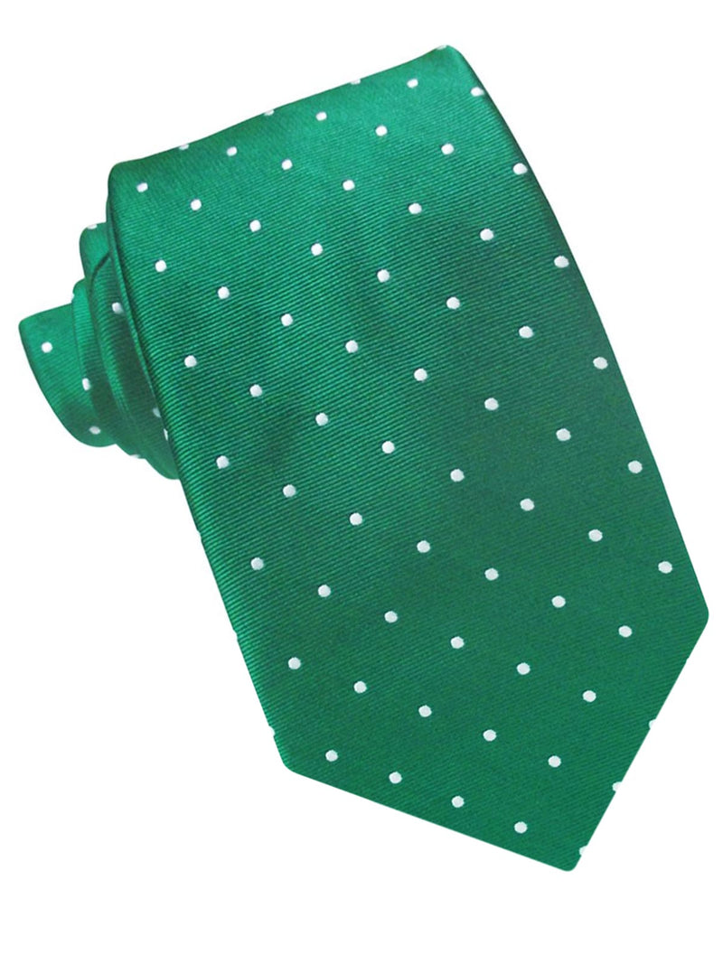 CORBATA SEDA VERDE TOPITOS BLANCOS