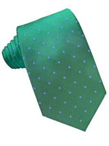 CORBATA SEDA VERDE TOPITOS AZULES