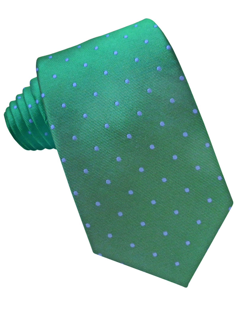 CORBATA SEDA VERDE TOPITOS AZULES