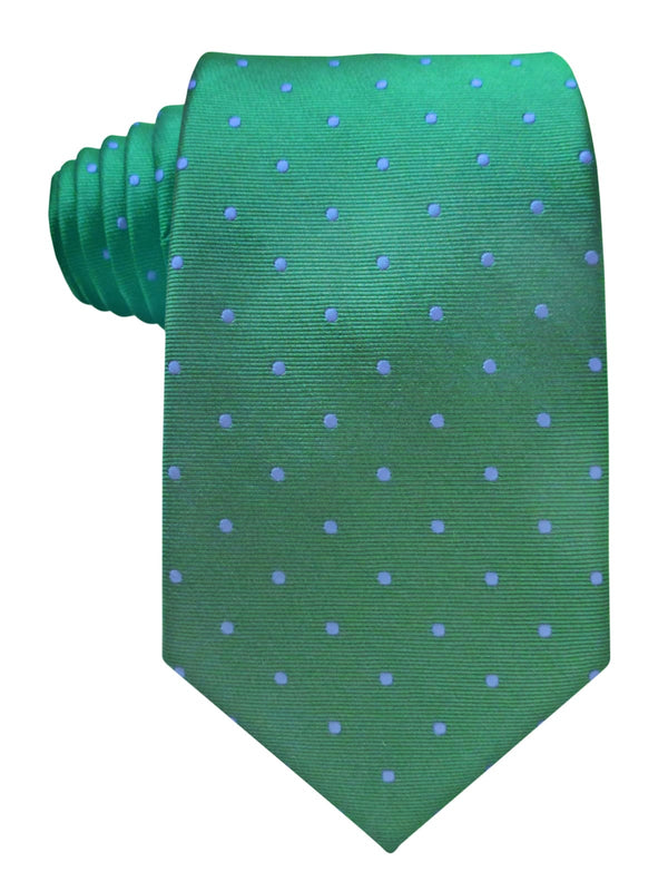 CORBATA SEDA VERDE TOPITOS AZULES