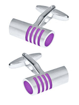 gemelos cilindricos rayas moradas