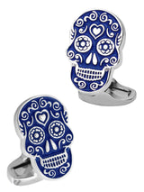 GEMELOS PARA CAMISA CALAVERAS ESMALTE AZUL