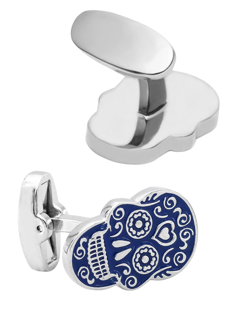 GEMELOS PARA CAMISA CALAVERAS ESMALTE AZUL