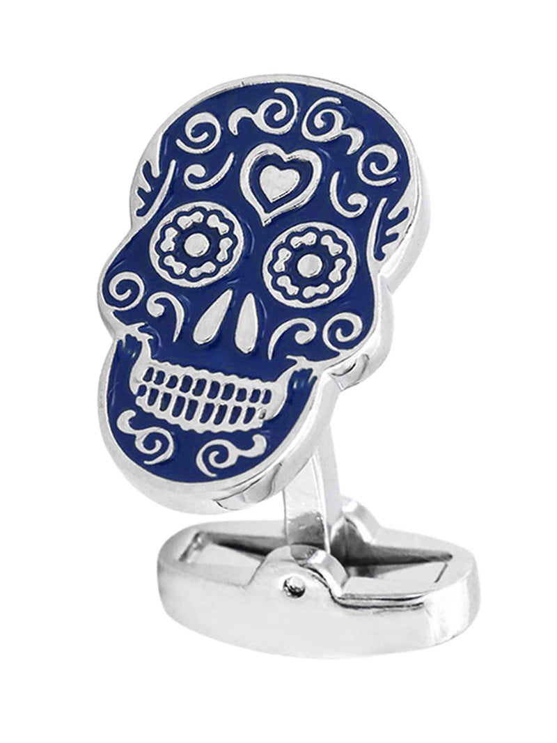 GEMELOS PARA CAMISA CALAVERAS ESMALTE AZUL