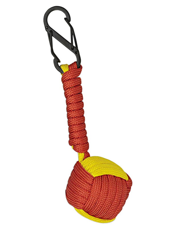 llavero bola cuerda paracord rojo y amarillo
