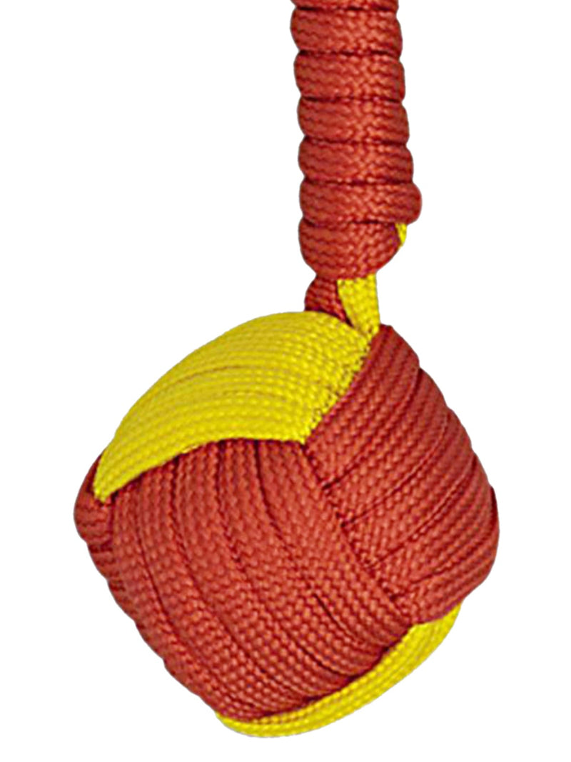 llavero bola cuerda paracord rojo y amarillo
