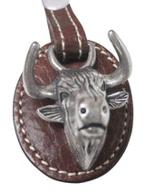 llavero cuero marron cabeza de toro