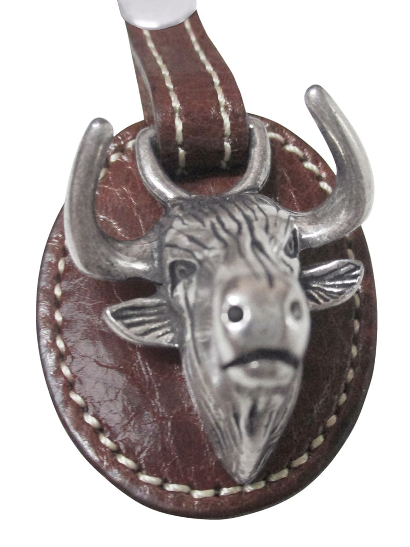 llavero cuero marron cabeza de toro