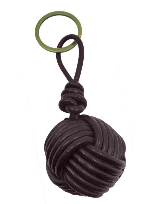 llavero cordon piel nudo marinero marron oscuro
