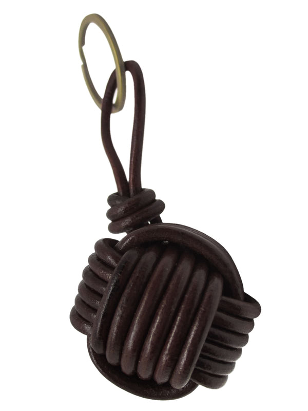 llavero cordon piel nudo marinero marron oscuro