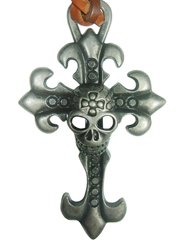 llavero cruz medieval con calavera