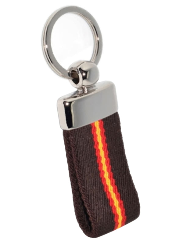 llavero textil marron bandera de España