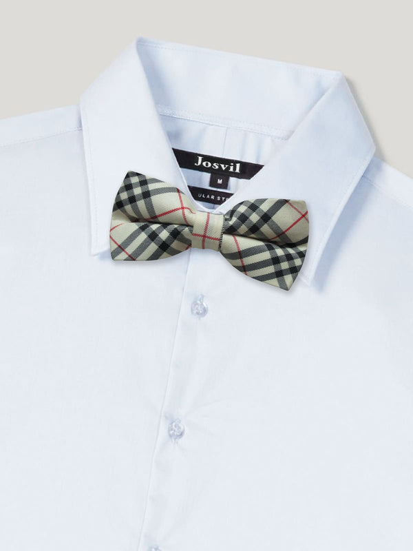 pajarita cuadros tartan beige