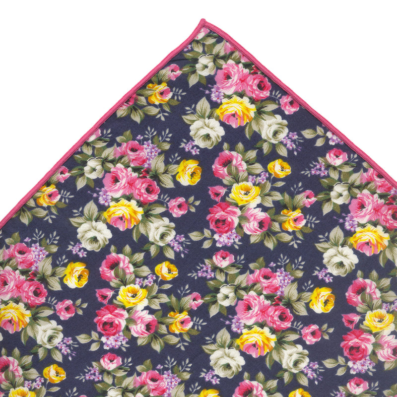 pañuelo bolsillo algodon azul marino flores