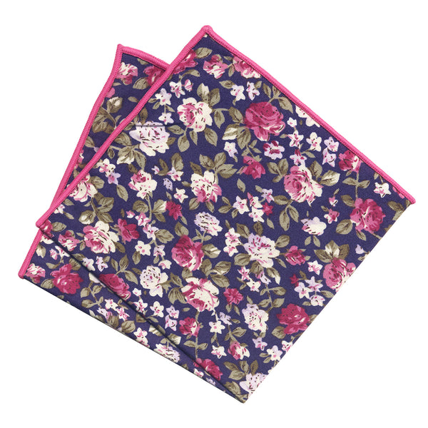 pañuelo bolsillo algodon azul marino flores