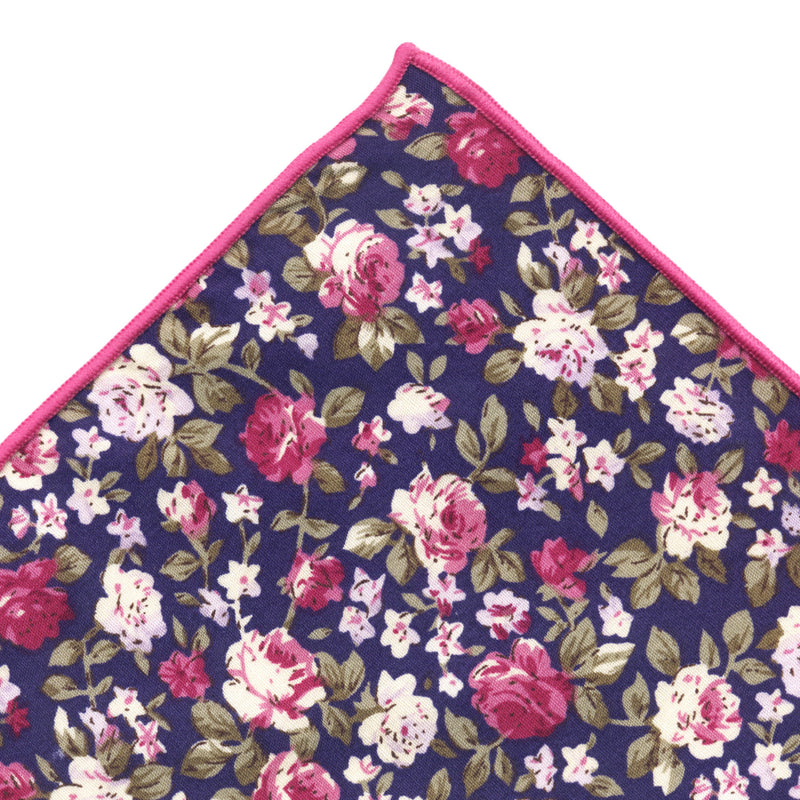 pañuelo bolsillo algodon azul marino flores