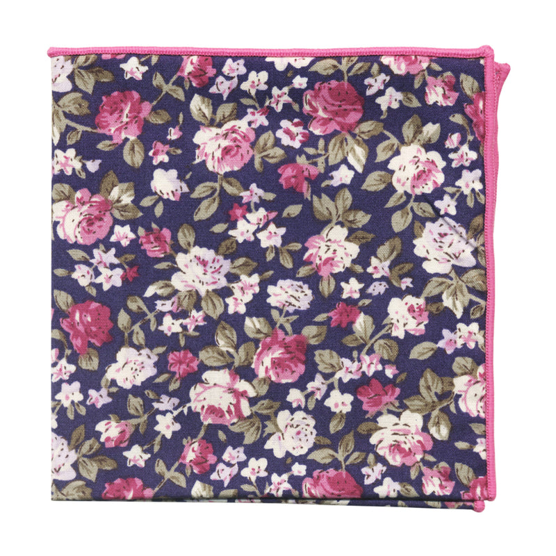 pañuelo bolsillo algodon azul marino flores