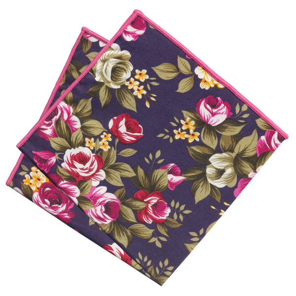 pañuelo bolsillo algodon azul marino flores
