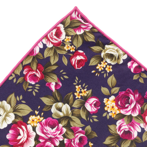 pañuelo bolsillo algodon azul marino flores