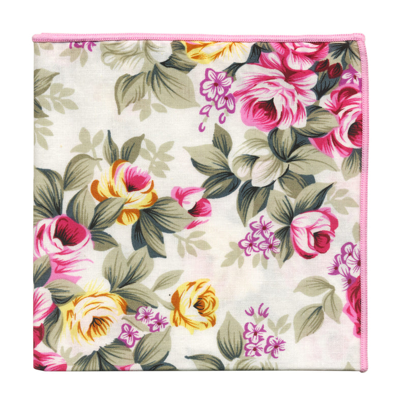 pañuelo bolsillo algodon blanco flores