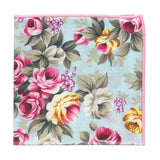 pañuelo bolsillo algodon azul celeste flores