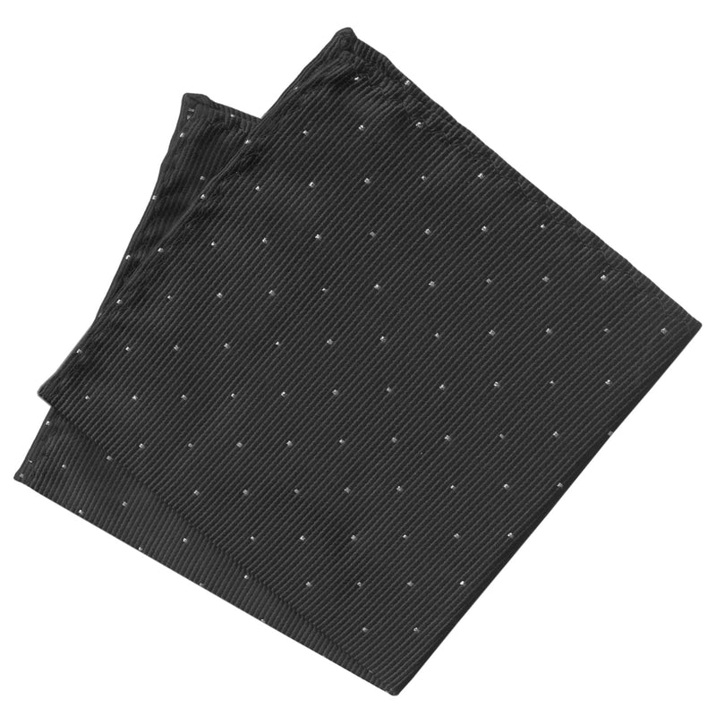 pañuelo bolsillo negro microtopos plata