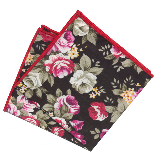 pañuelo bolsillo algodon negro flores