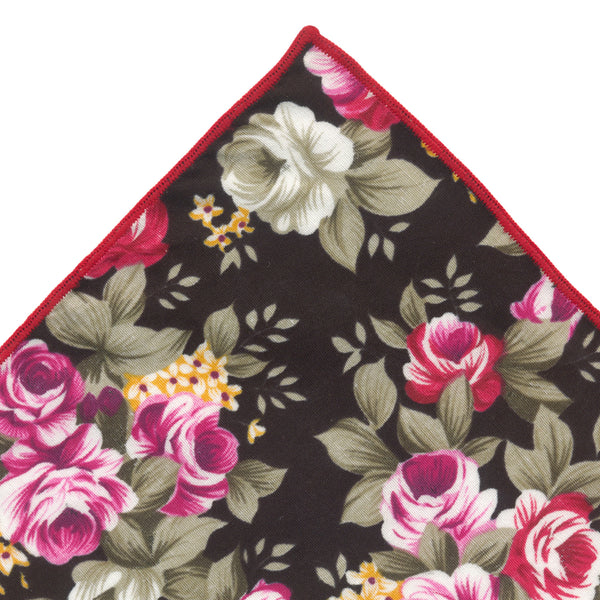 pañuelo bolsillo algodon negro flores