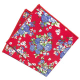 pañuelo bolsillo algodon rojo flores