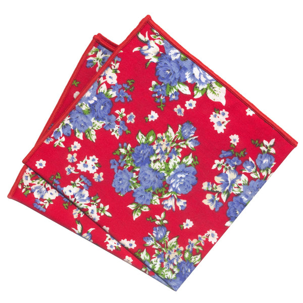 pañuelo bolsillo algodon rojo flores