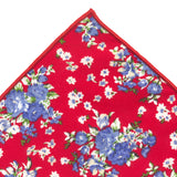 pañuelo bolsillo algodon rojo flores