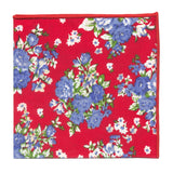 pañuelo bolsillo algodon rojo flores